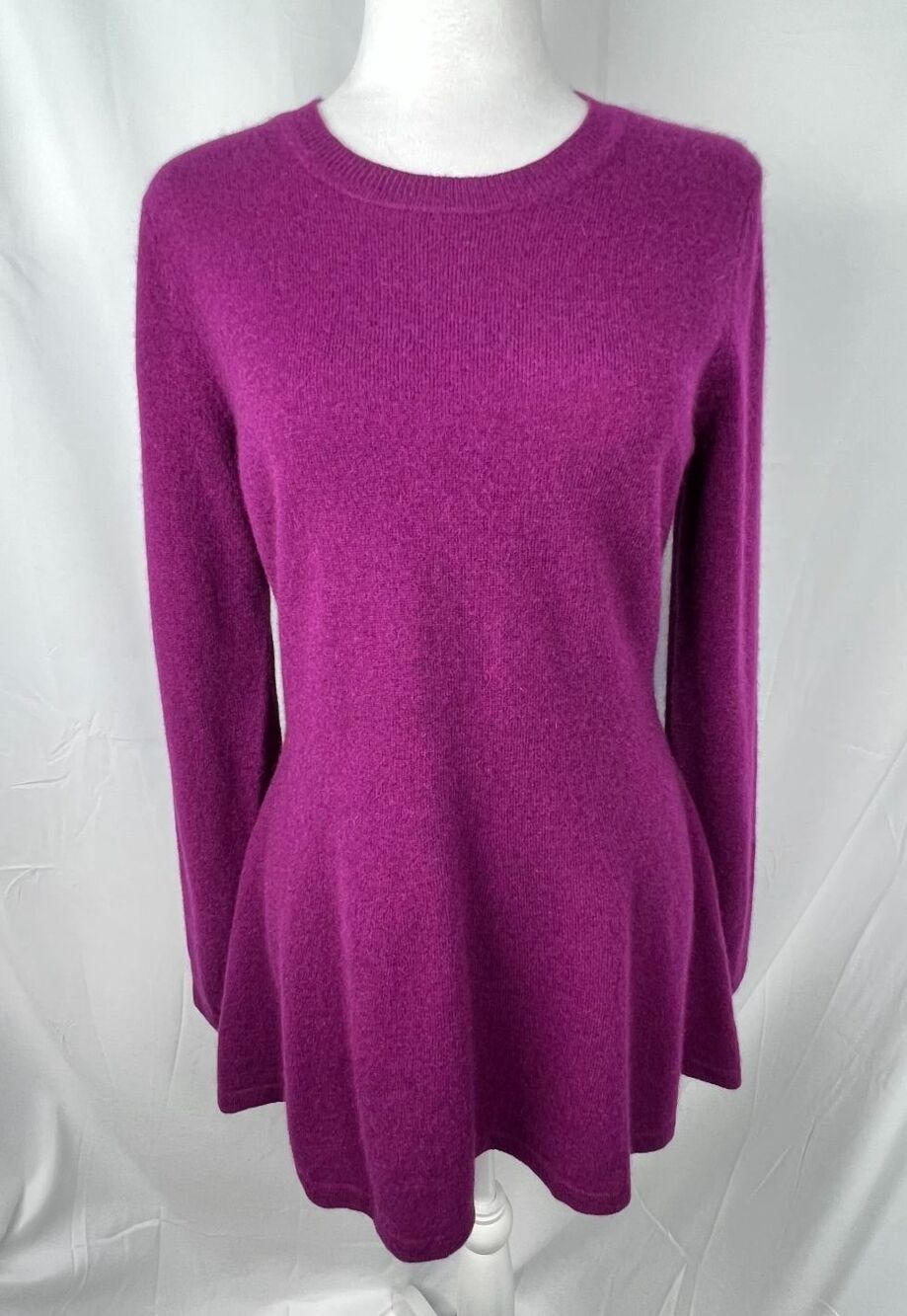Isaac Mizrahi Live! Womens XS 100% Cashmere Peplum Sweater Tunic Purple Pink